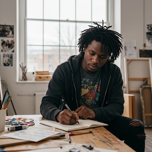 Creator working on a laptop